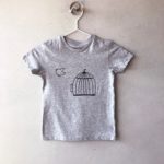 Bio T-Shirt "Birdy" Kids hellgrau meliert & schwarz