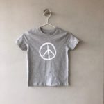 Bio T-Shirt "Peace" Kids hellgrau meliert & weiß