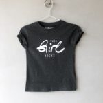 Bio T-Shirt "This girls rocks" Kids dunkelgrau meliert & weiß