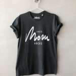 Bio T-Shirt "This mom rocks" Erwachsene dunkelgrau meliert & weiß