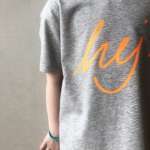 Bio T-Shirt "hej!" Kids hellgrau meliert & neon orange