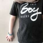 Bio T-Shirt "This boy rocks" Kids dunkelgrau meliert & weiß