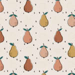 Eigenproduktion 0,5 m Bio Super Soft Sommersweat French Terry "Birnen" sand Meterware