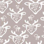 Eigenproduktion 0,5 m Bio Super Soft Sommersweat French Terry "Holder Hirsch" steingrau meliert offwhite Meterware