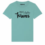 Bio T-Shirt "Make Waves" Kids teal monstera