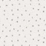 Eigenproduktion 0,5 m Super Soft Bio Jersey "Speckles Buchstaben" hellbeige grau Meterware