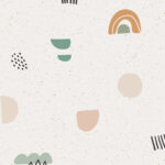 Eigenproduktion 0,5 m Super Soft Bio Jersey "Speckles Formen" hellbeige bunt Meterware