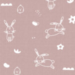 Eigenproduktion 0,5 m  Bio Super Soft Sommersweat French Terry "Bunnies & Bubbles" pale mauve meliert Meterware