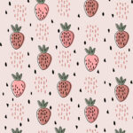 Eigenproduktion 0,5 m Super Soft Bio Jersey "Erdbeeren" rosa Meterware