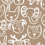 Eigenproduktion 0,5 m Bio Super Soft Sommersweat French Terry "Treffen der Tiere" affogato meliert offwhite Meterware