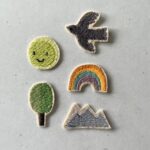 5er Set Aufnäher Bügelflicken "Regenbogen Baum Sonne Vogel Berge" von Flickli