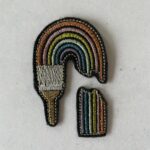 1 Stück Aufnäher Bügelflicken "Regenbogen mit Pinsel" glitzer von Flickli