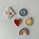 5er Set Aufnäher Bügelflicken "Taube Peace Herz Regenbogen Blume" von Flickli