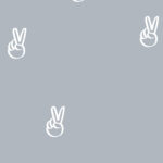 Eigenproduktion 0,5 m Bio Rib Jersey Rippjersey Big Minimals "Peace Hand" pearl blue offwhite Meterware