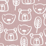 Eigenproduktion 0,5 m Bio Super Soft Sommersweat French Terry "Bärenbande" pale mauve meliert offwhite Meterware