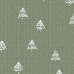 Eigenproduktion 0,5 m Bio Super Soft Sommersweat French Terry "Nadelbäume" oliv meliert offwhite Meterware