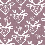 Eigenproduktion 0,5 m Bio Super Soft Sommersweat French Terry "Holder Hirsch" whistful mauve meliert offwhite Meterware