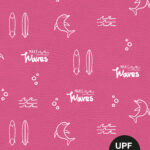 0,5 m Eco Badeshortstoff Sportshortstoff UV-Schutz UPF50+ "Make Waves" shocking pink weiß Charge 02 Meterware