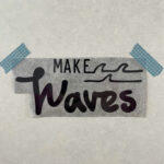 Eigenproduktion 1 Stück großes flauschiges Bügelbild "Make Waves" schwarz